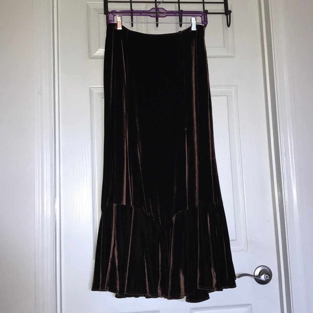 Ralph Lauren brown velvet midi skirt
